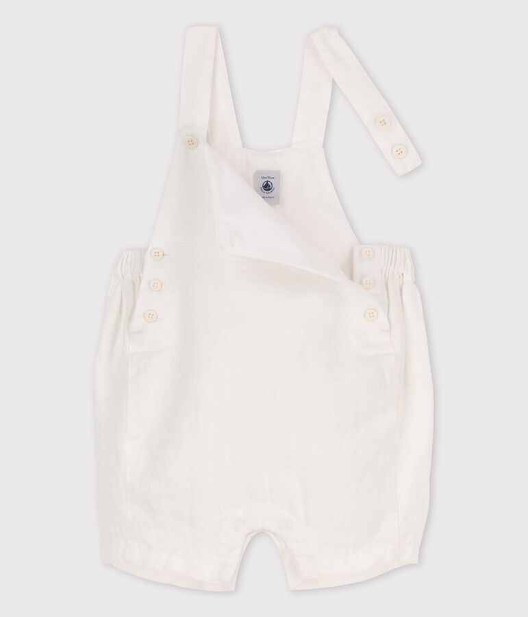 Babies' Linen Dungaree Shorts white