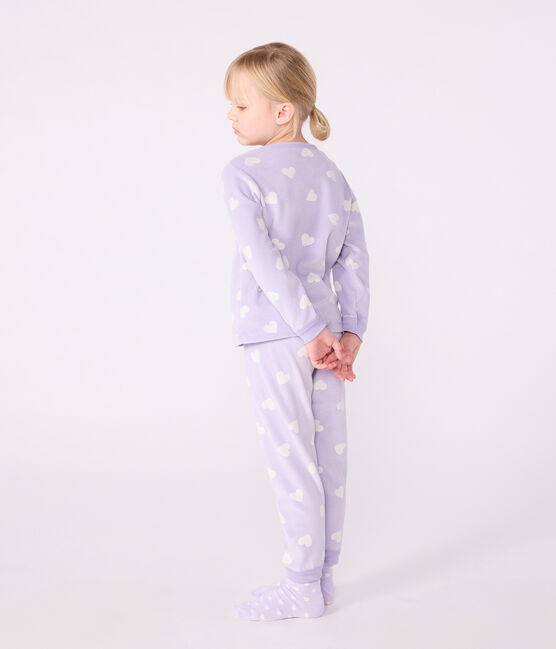 Children's heart-print velour pyjamas SQUAW white/MARSHMALLOW