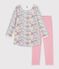Children's nightdress and leggings in floral tube knit fabric pink/multicolor
