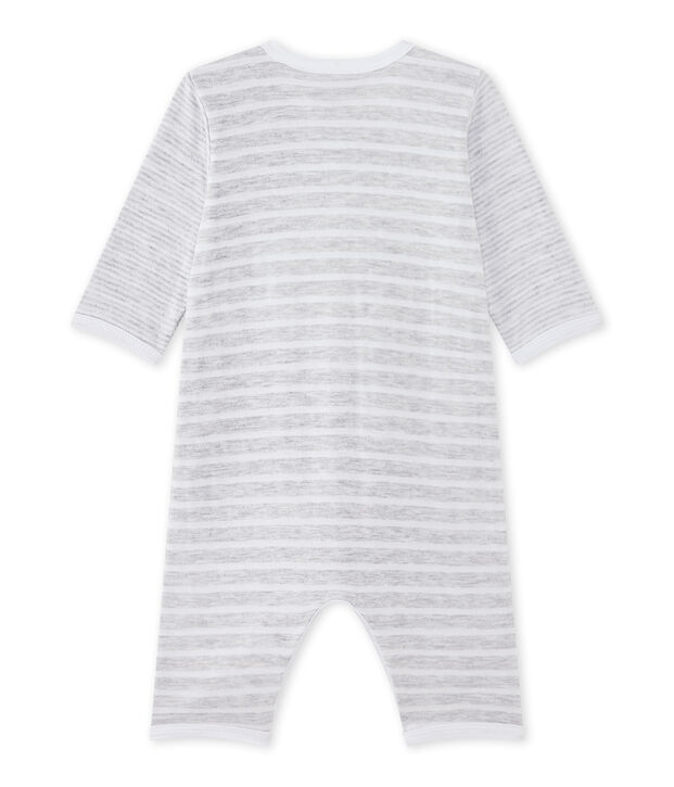 Baby boy's footless sleepsuit grey/white