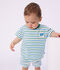 Babies' short-sleeved stripy cotton T-shirt white/multicolor