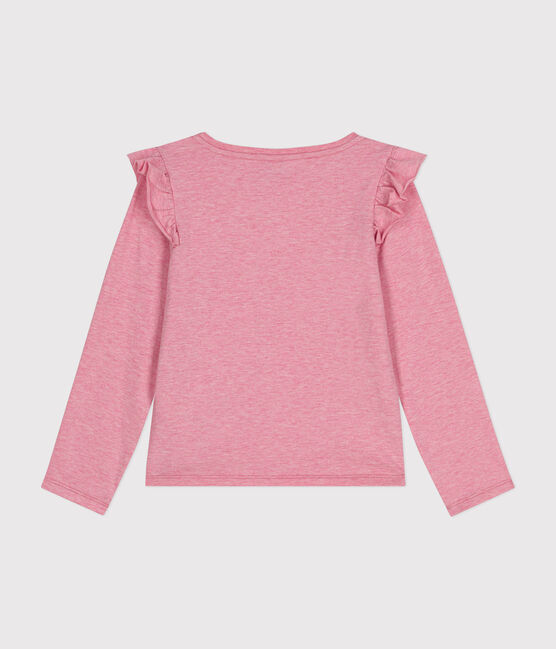 Girls' long-sleeved rib knit T-shirt ROSELINE CHINE pink