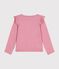 Girls' long-sleeved rib knit T-shirt ROSELINE CHINE pink