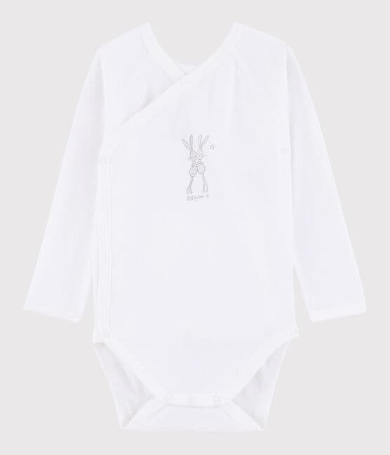 Unisex Babies' Short-Sleeved Wrapover Bodysuit ECUME white