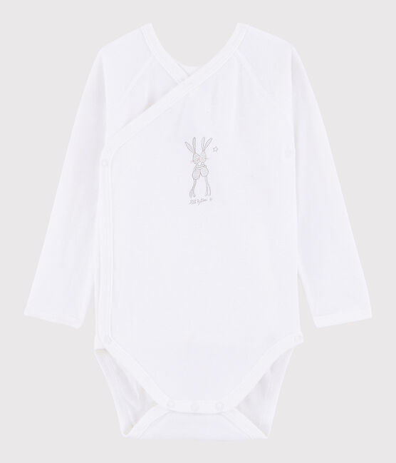 Unisex Babies' Short-Sleeved Wrapover Bodysuit ECUME white