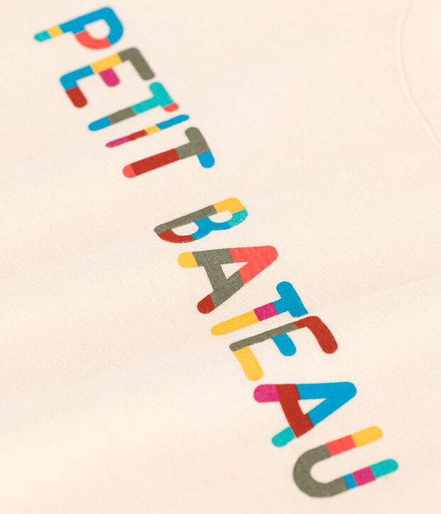 Women's Straight Round-Neck Cotton T-Shirt Ecru