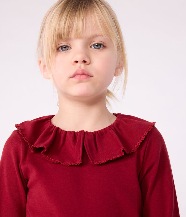 Children's long-sleeved plain cotton T-shirt red