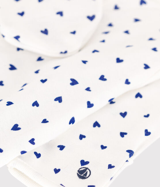 Heart Patterned Cotton Jumpsuit/Sleeping Bag MARSHMALLOW white/NEWBLEU