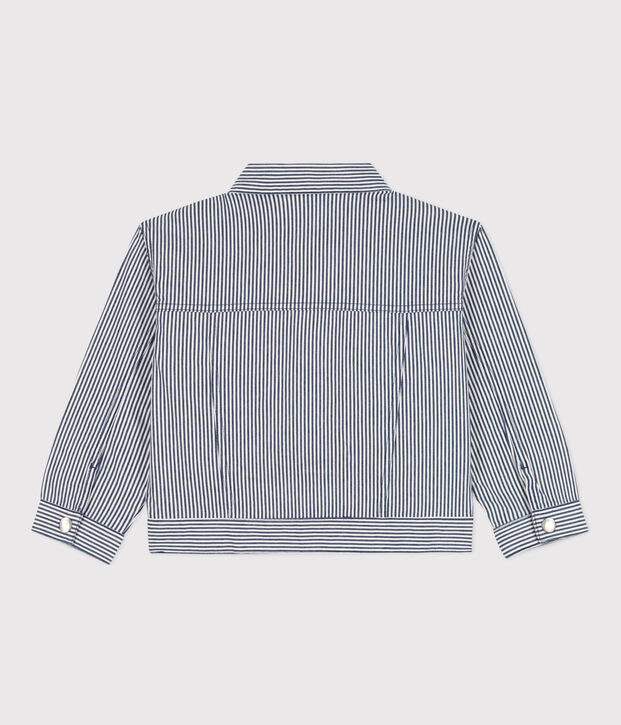 Girls' Stripy Cotton Jacket blue/white