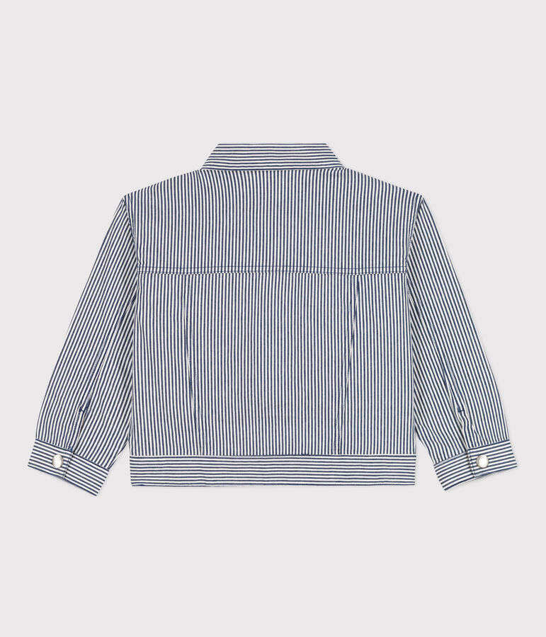 Girls' Stripy Cotton Jacket blue/white