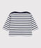 Babies' cotton Breton top MARSHMALLOW white/SMOKING blue