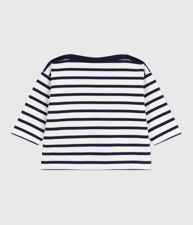 Babies' cotton Breton top white/blue