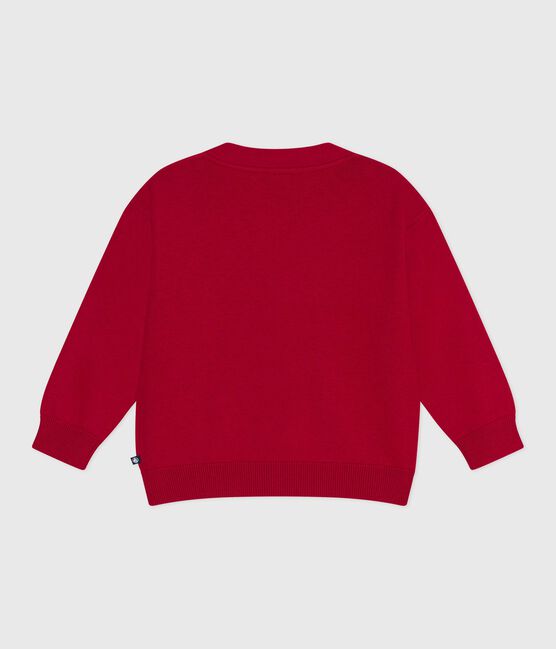 Children's wool and cotton cardigan with little motifs TERKUIT red/SOIR