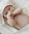 Babies' Square Bath Towel & Comforter Set in Terry and Tube Knit MARSHMALLOW white/MULTICO white