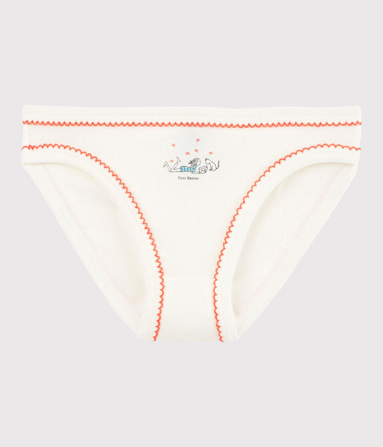 Girls' Cotton Knickers white/orange