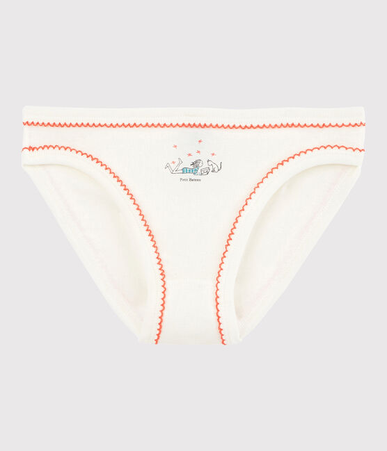Girls' Cotton Knickers LAIT white/PEACHY pink