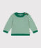 Babies' jumper in a wool and cotton knit JARDIN green/AVALANCHE
