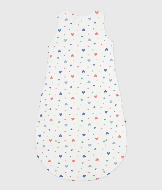 Babies' 2 TOG heart-print cotton sleeping bag MARSHMALLOW white/MULTICO white