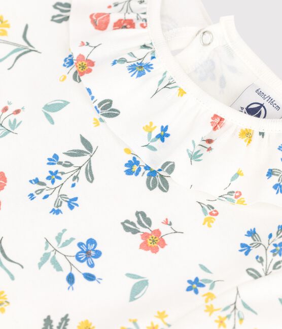Girls' Short-Sleeved Cotton T-Shirt MARSHMALLOW white/MULTICO white