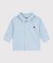Babies' long-sleeved stripy cotton shirt blue/white