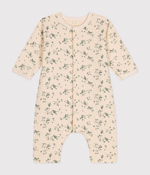 Babies' Quilted Tube Knit Jumpsuit Ecru/green