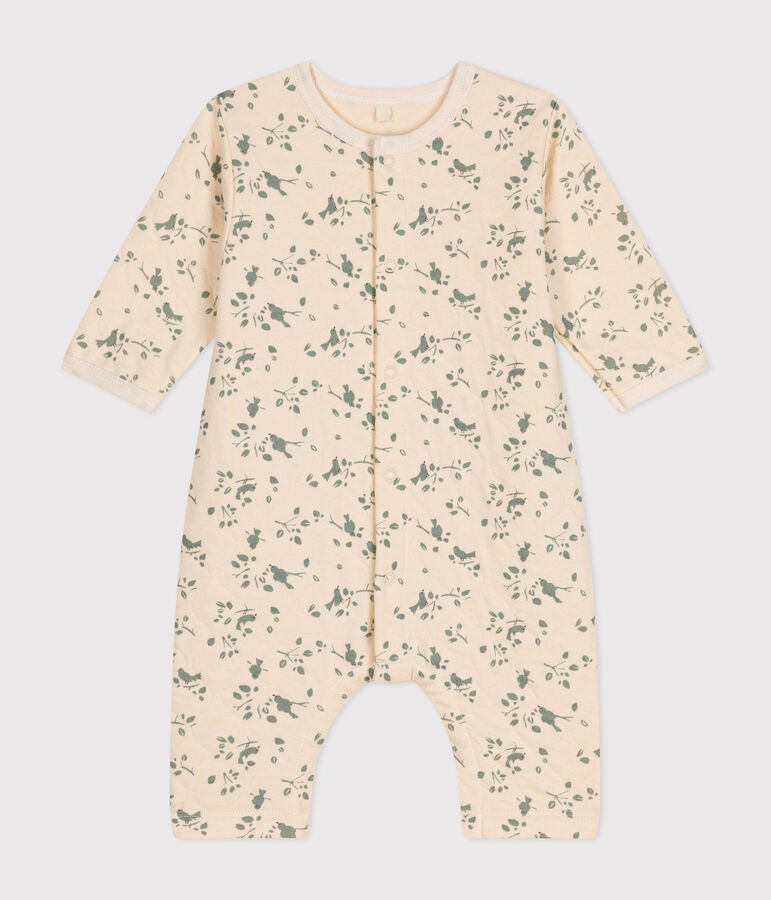 Babies' Quilted Tube Knit Jumpsuit Ecru/green
