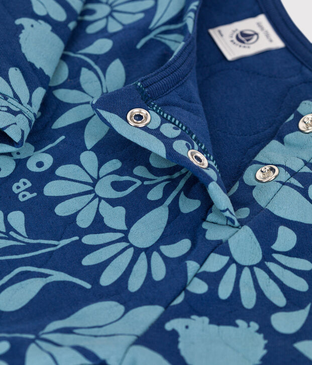 Girls' Long-Sleeved Floral Tube Knit Dress blue/blue