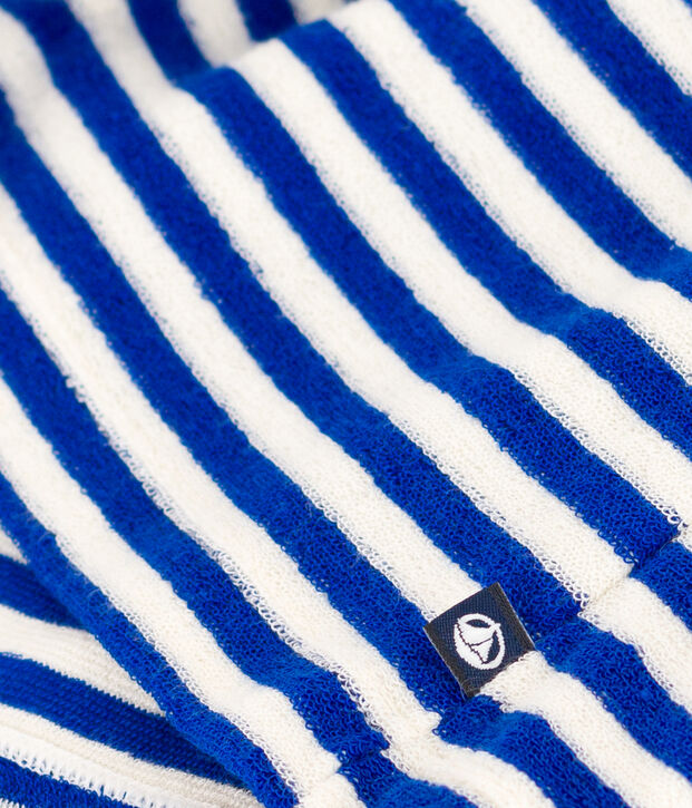 Girl's Sleeveless Striped Terry Dress blue/ecru