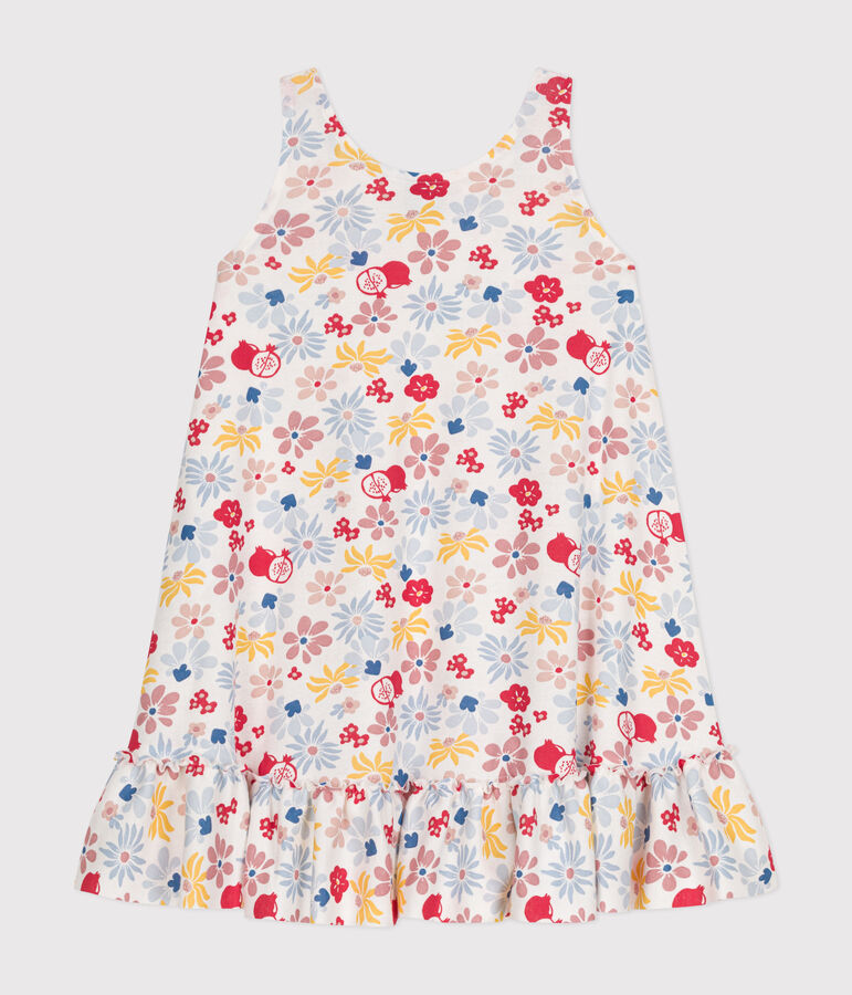 Girl's sleeveless cotton dress white/multicolor