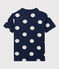 Boys' Short-Sleeved Cotton T-Shirt MEDIEVAL blue/MARSHMALLOW white