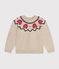 Unisex wool and cotton jacquard knit pullover MONTELIMAR beige/MULTICO white