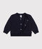 Babies' Quilted Tube Knit Baseball Jacket SMOKING blue