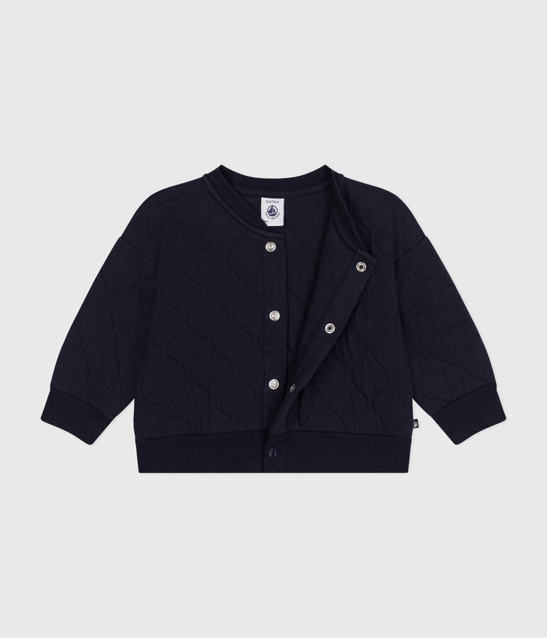 Babies' Quilted Tube Knit Baseball Jacket blue