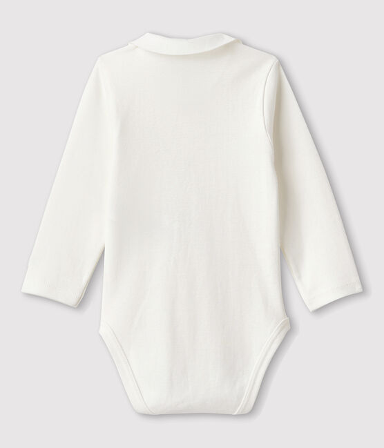 Babies' Organic Cotton Bodysuit with Collar MARSHMALLOW white