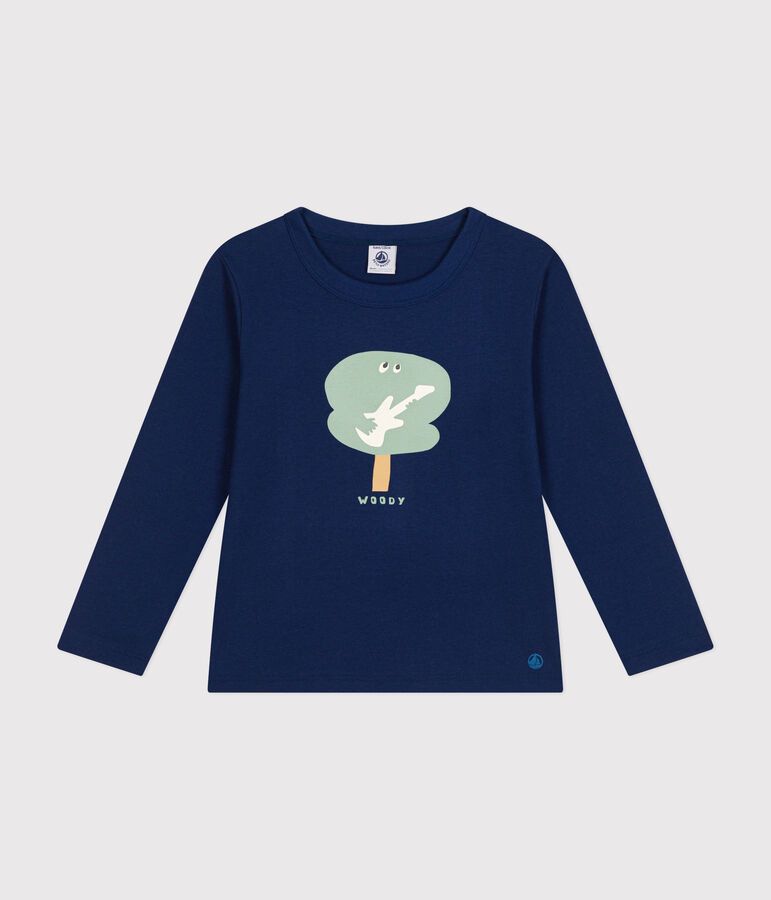 Boys' long-sleeved fine jersey T-shirt blue