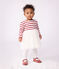 Babies' long-sleeved dress in two materials MILK red/AMARANTE