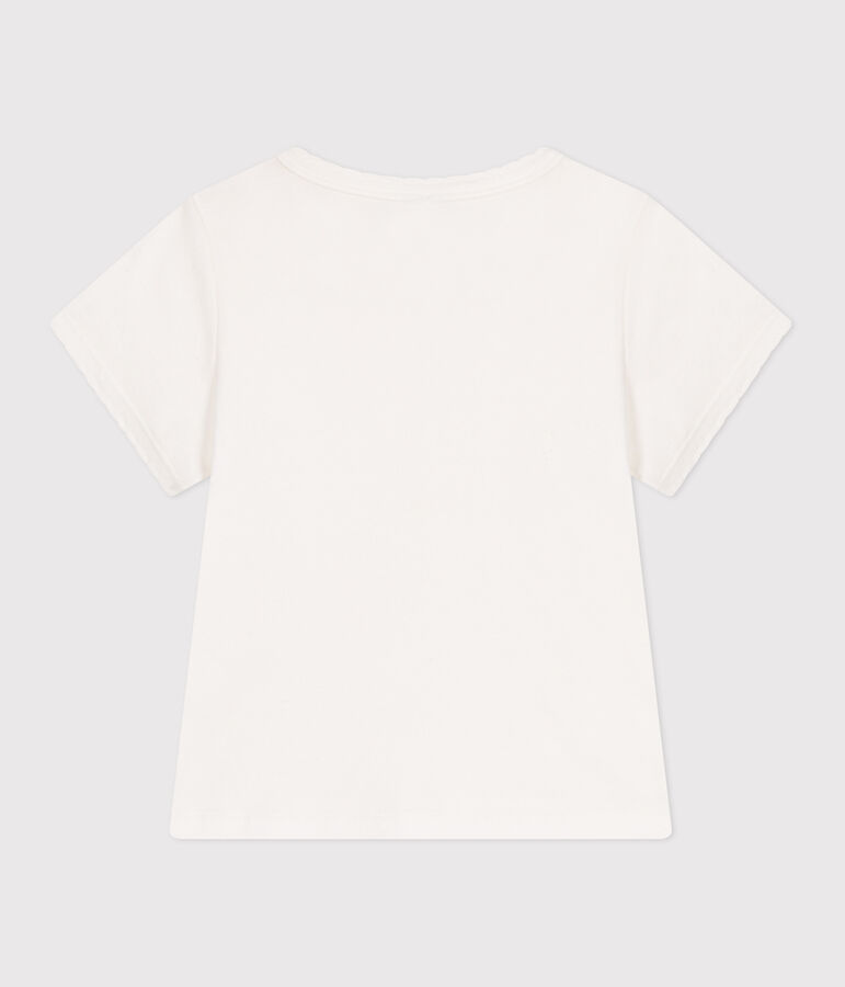 Children's plain short-sleeved cotton T-shirt MARSHMALLOW white