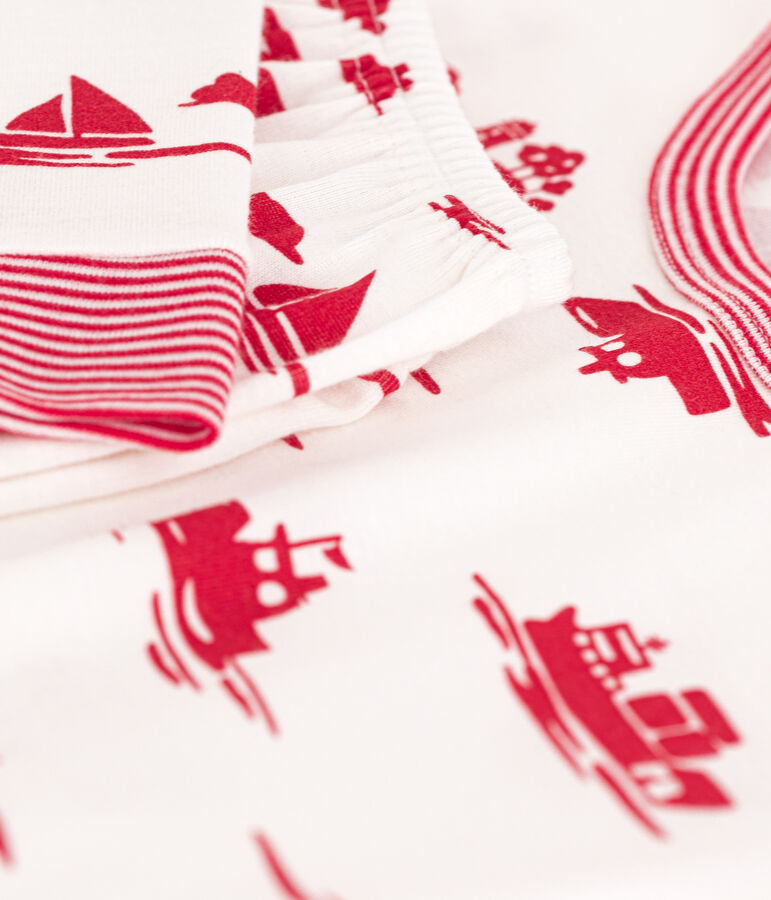 Children's Unisex Snugfit Cotton Pyjamas white/red