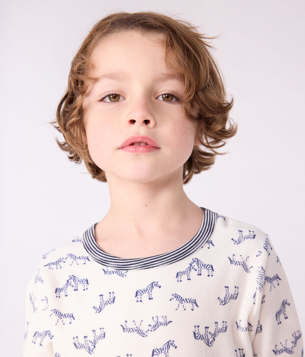 Children's velour pyjamas with a zebra print blue/blue