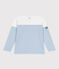 Children's long-sleeved cotton Breton T-shirt MARSHMALLOW white/ALASKA blue