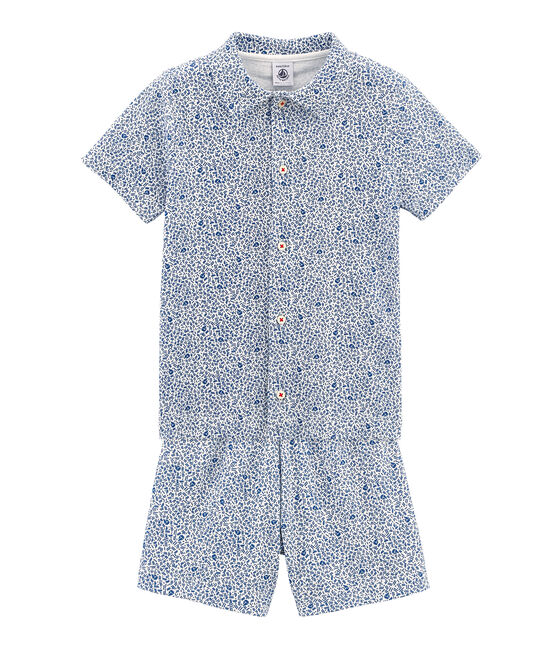 Boys' short Pyjamas MARSHMALLOW white/MAJOR blue