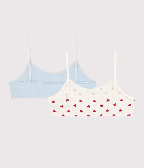 Girls' Red Hearts Pattern Organic Cotton and Elastane Undershirts - 2-Pack variante 1