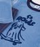 Children's plain velour pyjamas with a fun motif blue/blue