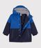 Children's plain mid-length colourblock parka blue/multicolor