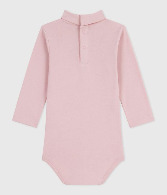 Babies' plain cotton rollneck body JOLI pink