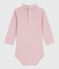 Babies' plain cotton rollneck body JOLI pink