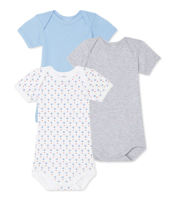 Pack of 3 baby boy bodysuits . white
