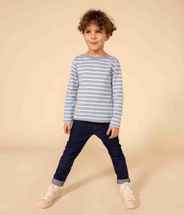 Children's unisex iconic Breton top blue/beige