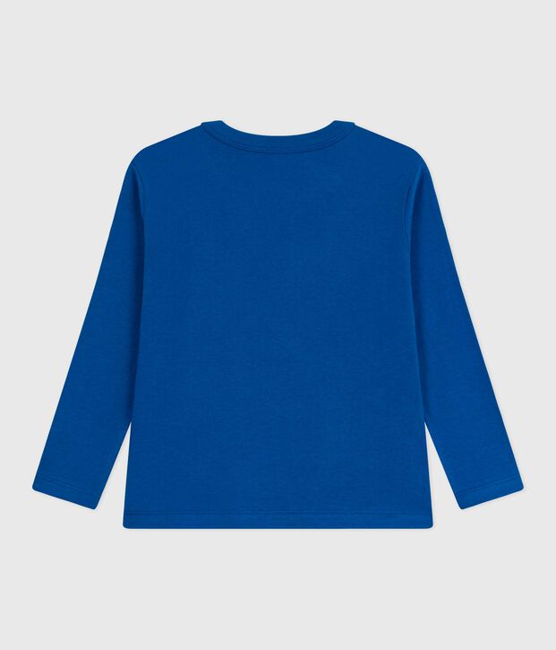 Children's long-sleeved plain cotton T-shirt blue