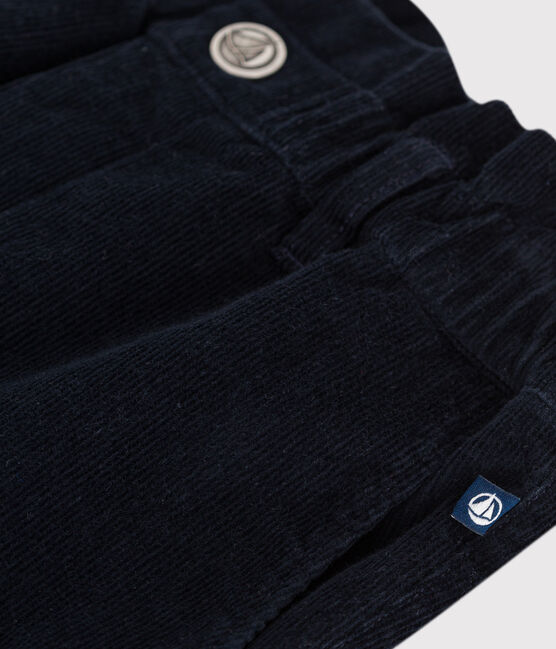 Girls' plain corduroy trousers SMOKING blue